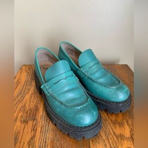 FREE PEOPLE Lyra Lug Sole Loafers/Mountain Spring Size 36
